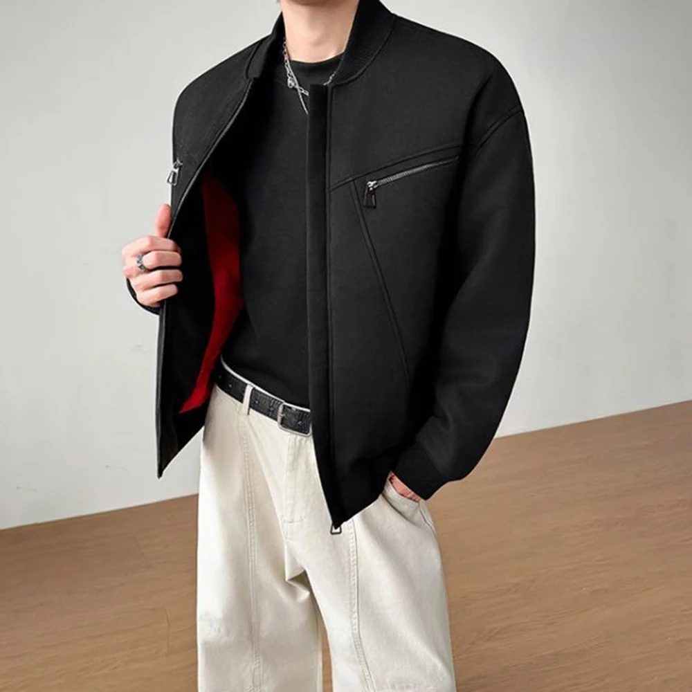 

2025 Winter New Men's Solid Color Long-Sleeved Jacket American Retro Fashion Trendy High Street Loose Casual Niche Men's Top