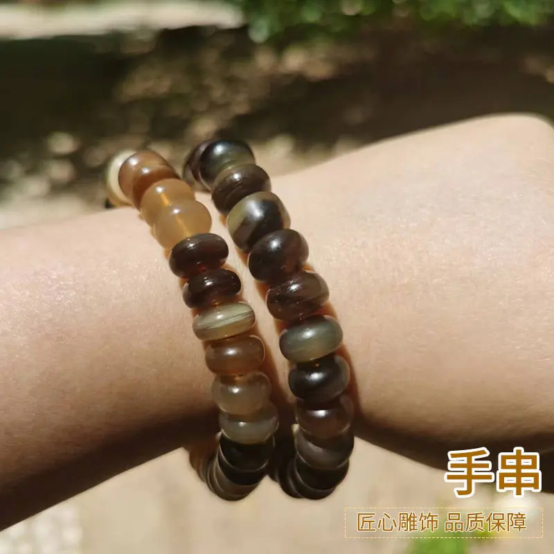 Pangolin ethnic-style simple bracelet with 108 abacus and ox horn beads