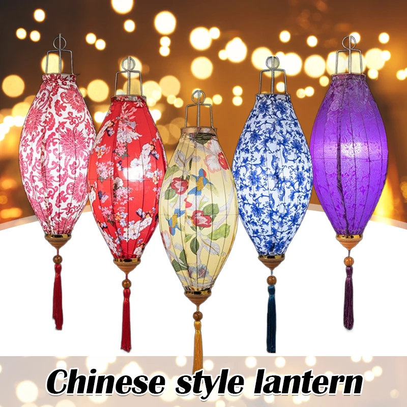 

14 inch Chinese Traditional Palace Lantern Mid-autumn Silk Cloth Lantern New Year Chinese Spring Festival Party Hanging Decor