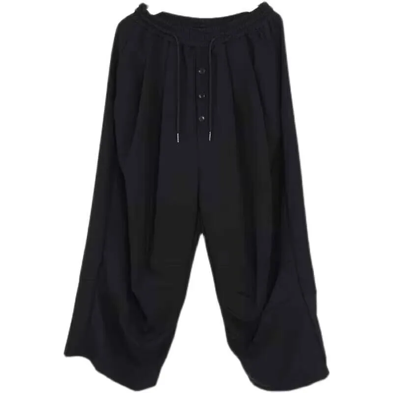 Casual Black Style New Men's Straight Pants Pants Street Wear Men's Spring And Summer Dark Mountain Style Plus-Size Runway Show