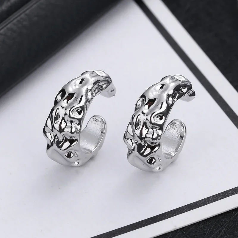 1 Pcs Irregular Texture C Shaped Clip On Earrings Ear Cuff Without Piercing Women Girls Geometric Ear Clip Party Jewelry