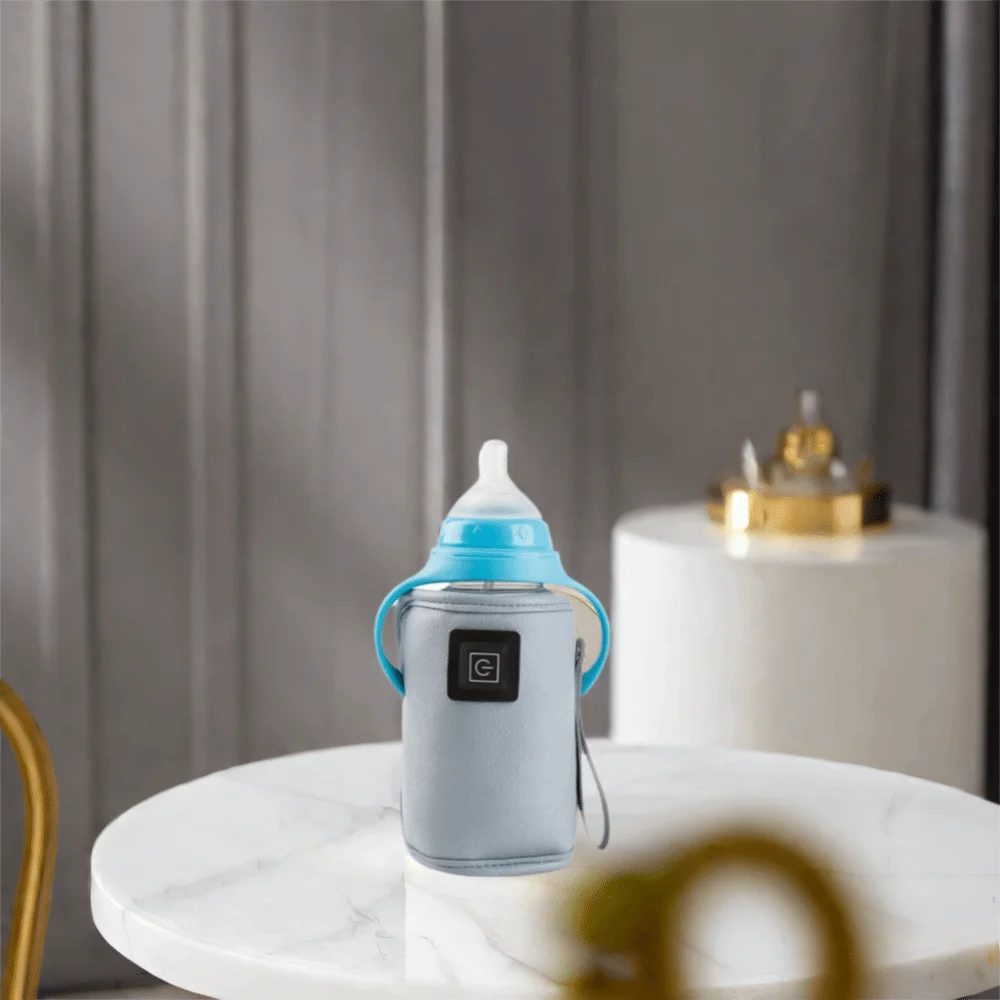 Cubierta aislante para biberones de cuero PU, equipo ajustable, calentador de biberones de leche USB Universal, calentador de biberones de lactancia montado en el coche, noche