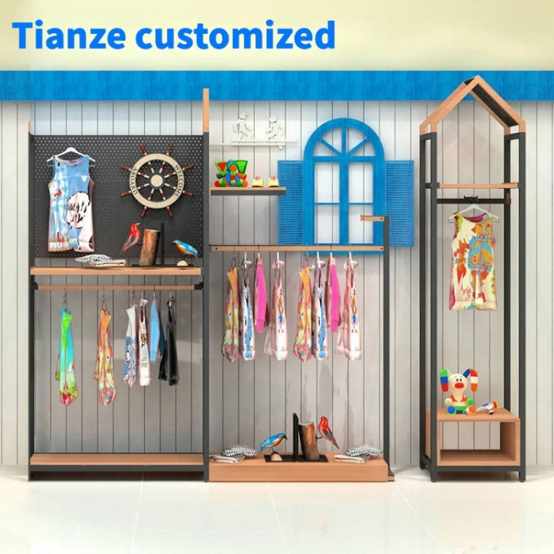 [Customized]Custom kids store clothing rack rack kids clothing store display rack wall display rack