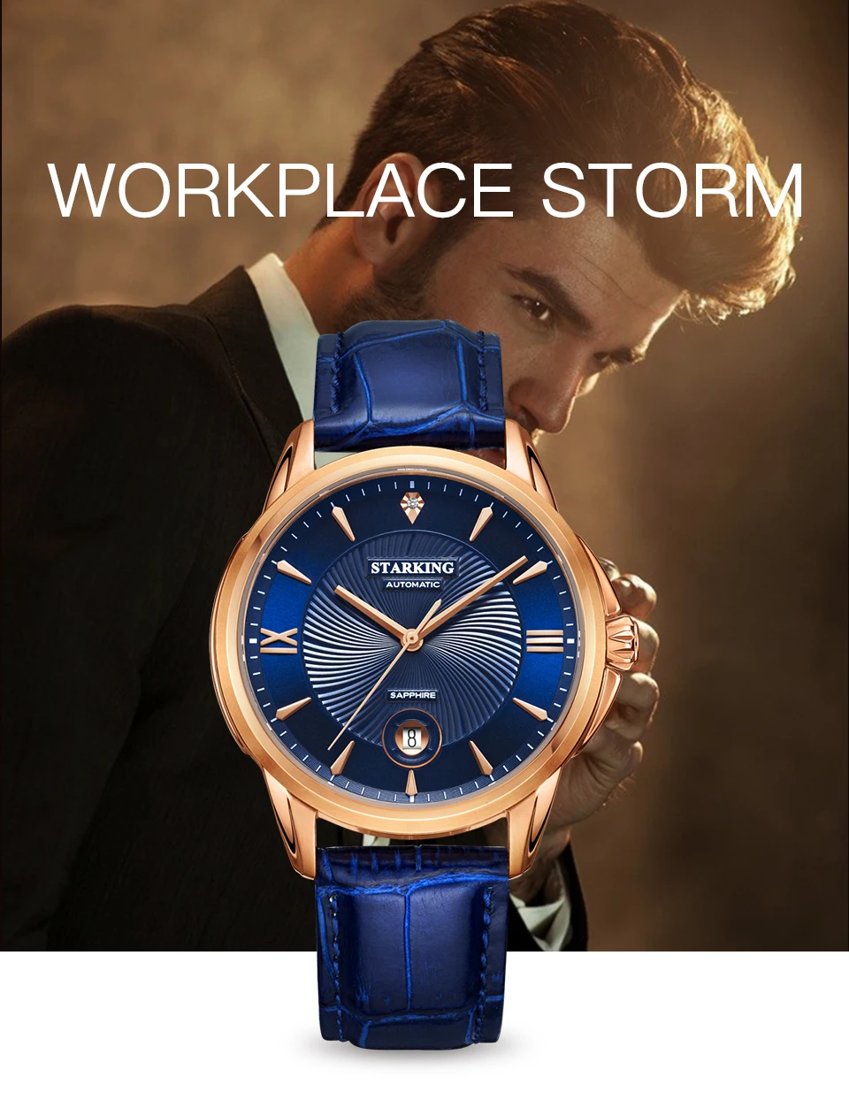 YMS ساعة ميكانيكية أوتوماتيكية بالكامل للرجال ساعة زجاجية من الياقوت الاصطناعي ساعة رجالية كلاسيكية مقاومة للماء ساعة رجالي AM0196 #1