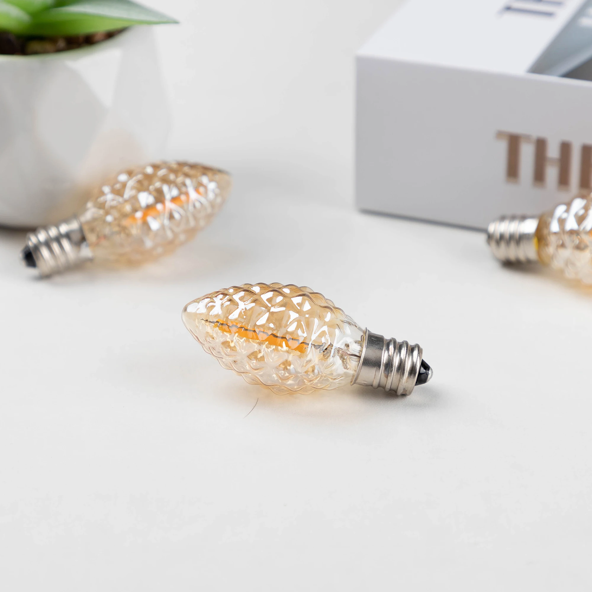 Vintage C7 Led Bulb E12 Base Candle Mini Night Lamp 0.5watt 2200k Amber Glass String Light Replacement Bulb Decorative Lighting