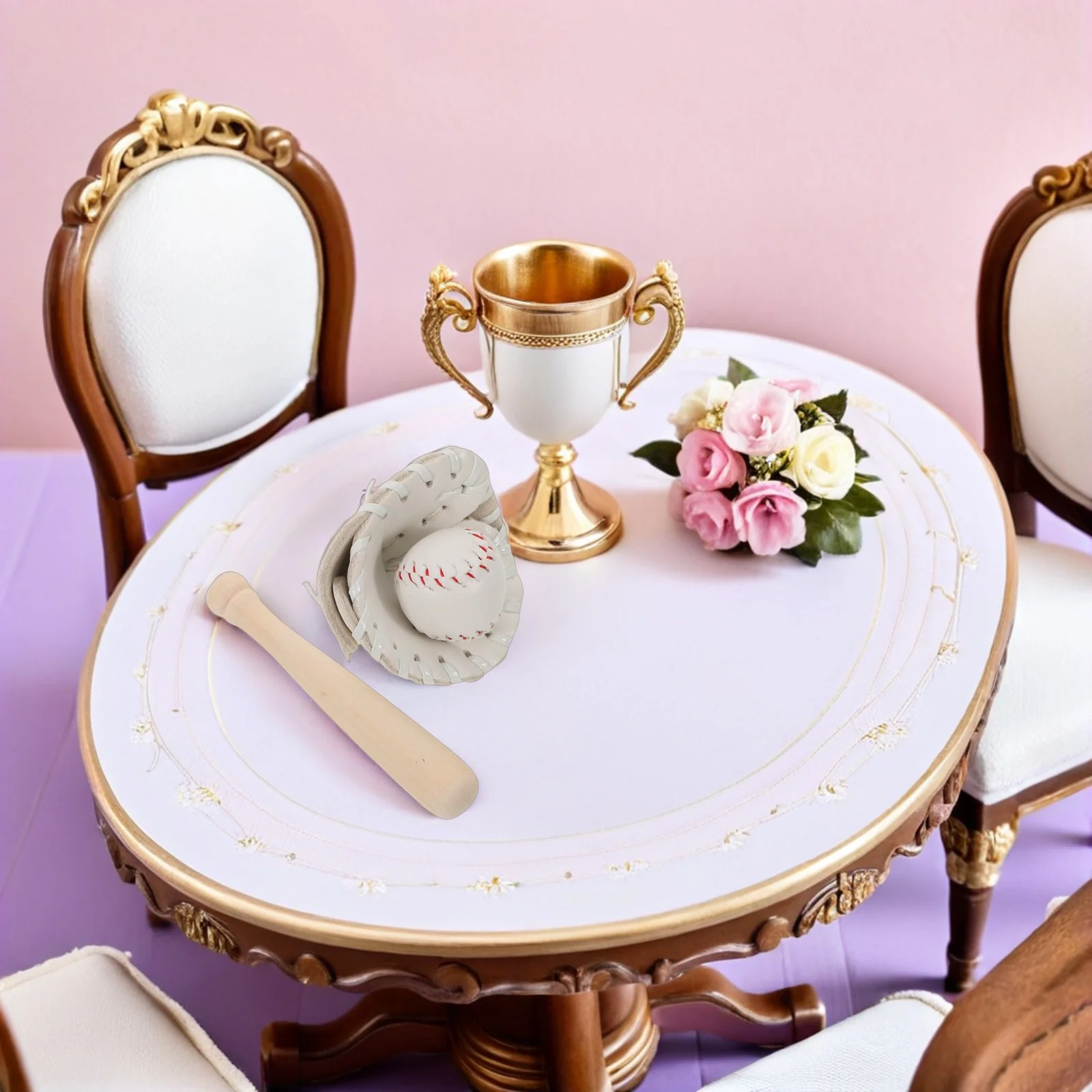 2 Zestawy Miniaturowych Akcesoriów do Baseballu, Detalizowany Zestaw Kij, Rękawica i Piłka do Torby, Breloczka, Tworzenia Biżuterii, Domku dla Lalek, Dekoracji Biurka, Bajki