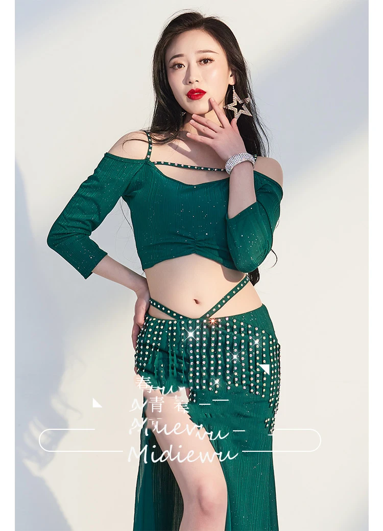 Women Dancewear Belly Dance Clothes New Style top+skirt Girls dance Practice Costume Bellydance Performance Long Dress Outfit