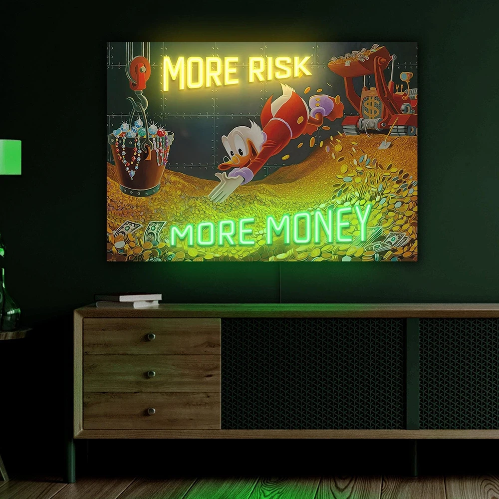 Soldi Led Insegna Più Rischi Più Soldi Insegna al Neon per Soggiorno Wall Art Decor Neon Ufficio Decorazione della stanza Luce al Neon Motivazionale