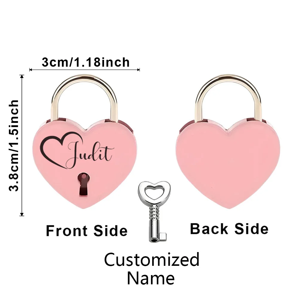 1 шт., красочный замок в форме сердца с индивидуальным именем, мини-замок в форме сердца, навесной замок с любовью, свадебный замок с ключом для юбилеев