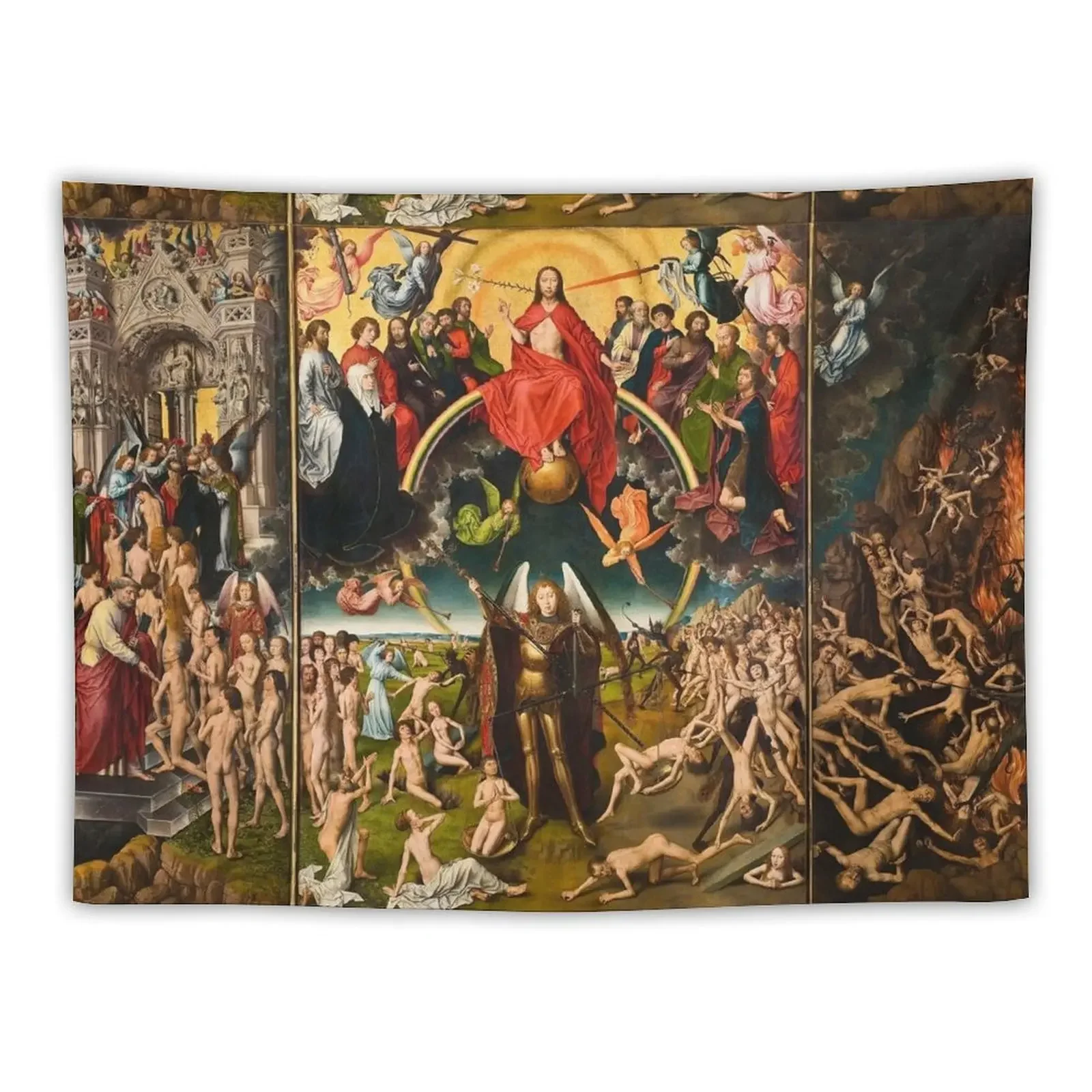 

HD Last Judgement (3 panels) , by Hans Memling - Original colors- HIGH DEFINITION Tapestry Christmas Decoration Tapestry