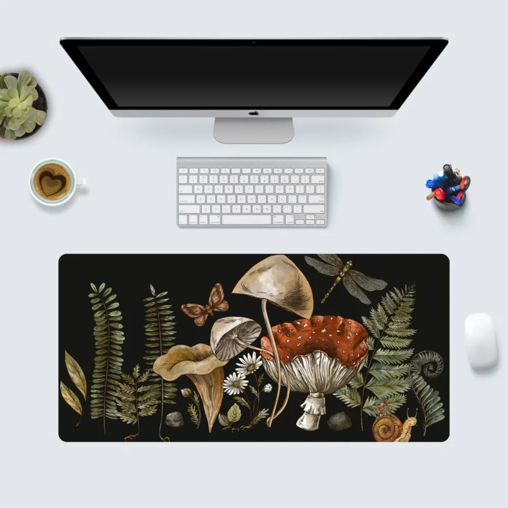 

Cute Forest Witch Magic Mushroom Forager Fern Desk Mat, Boho Extended Mouse Pad, Extra Large Gaming Desk Pad, Nature Ergonomic.