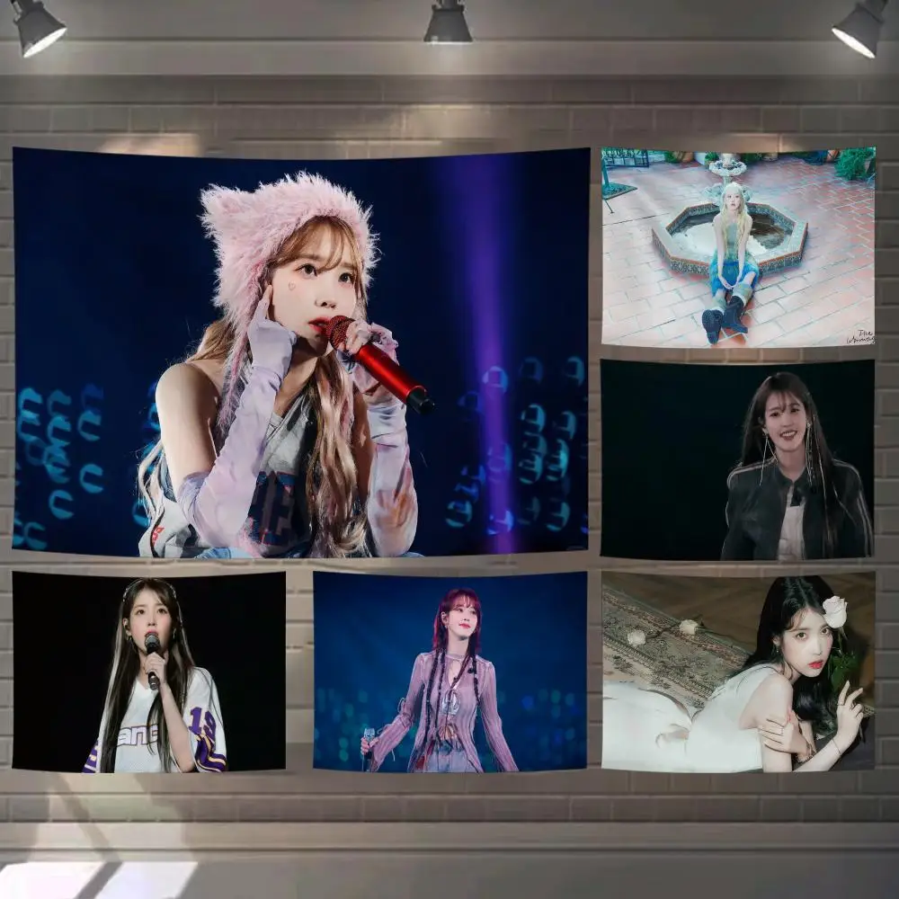 Singer I-IU L-Lee Ji Eun Tapestry Custom Living Bedroom Party Dormitory Interior Wall Bohemian Decoration Attached Clip