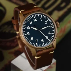 Hruodland 2024 New Bronze Retro Men Automatic Pilot Watches Sapphire Glass Water Resistant  Mechanical Wristwatches reloj hombre