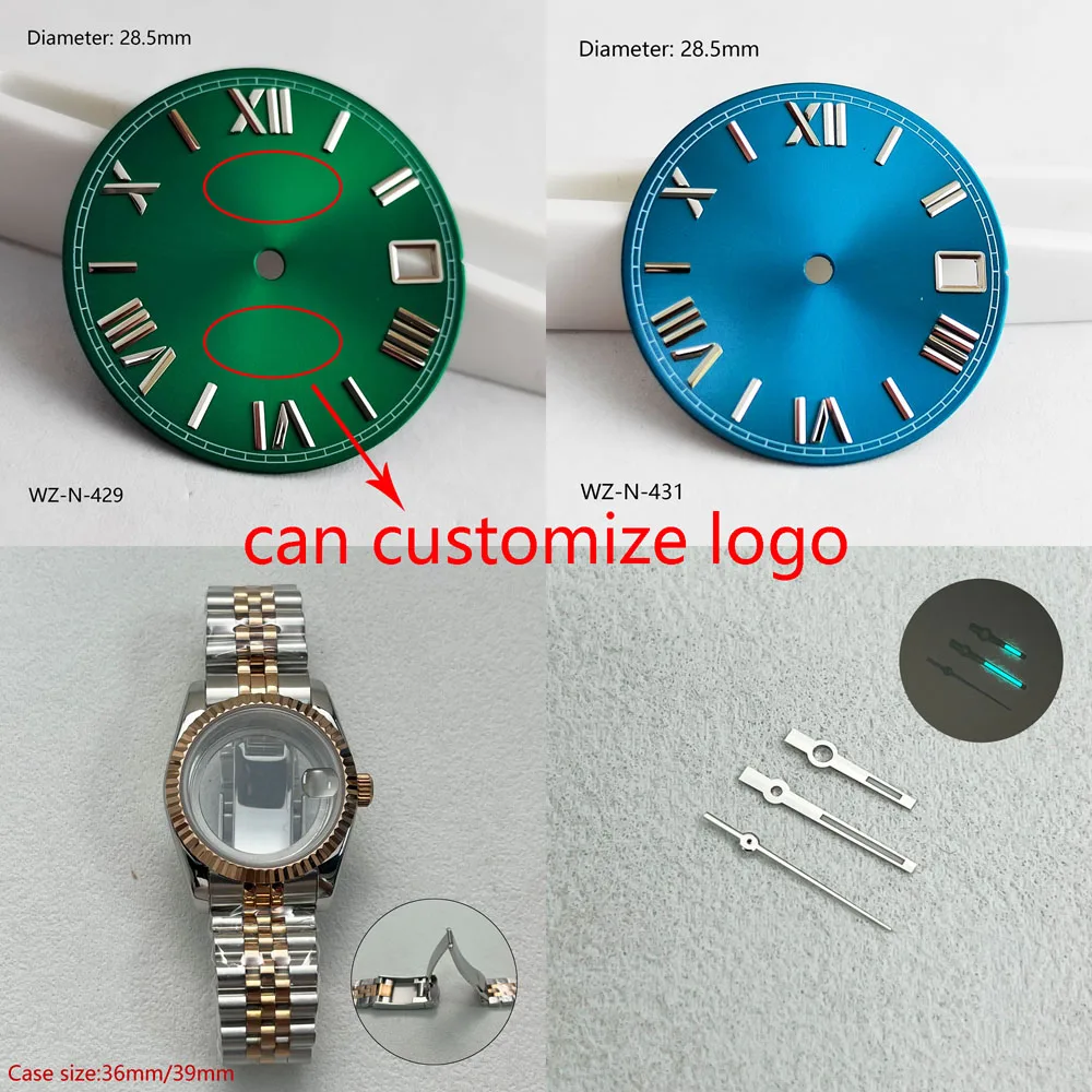 قرص NH35 28.5 ملم قرص أمة الله الروماني nh35 تاريخ ذهبي وردي_حافظة فقط لملحقات الحركة الأوتوماتيكية NH35 يمكن تخصيص الشعار