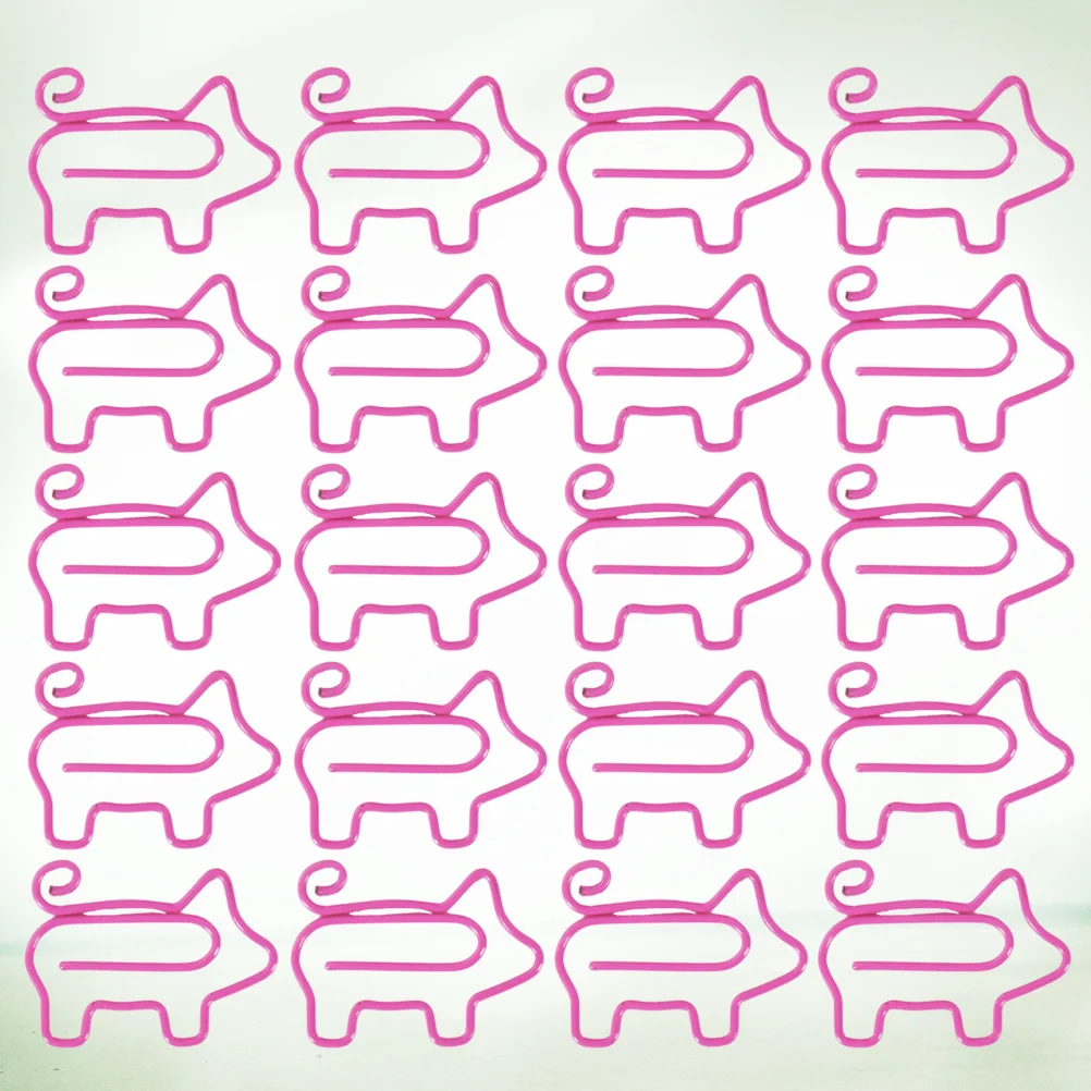 30 Pcs Decorative Items Office Pink Supplies Bookmark Clamp Pig Paper Clip Holder Cartoon