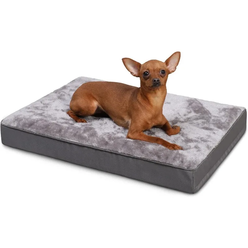 Dog Crate Bed Waterproof Deluxe Plush Dog Beds with Removable Washable Cover Anti-Slip Bottom Pet Sleeping Mattress for Large,