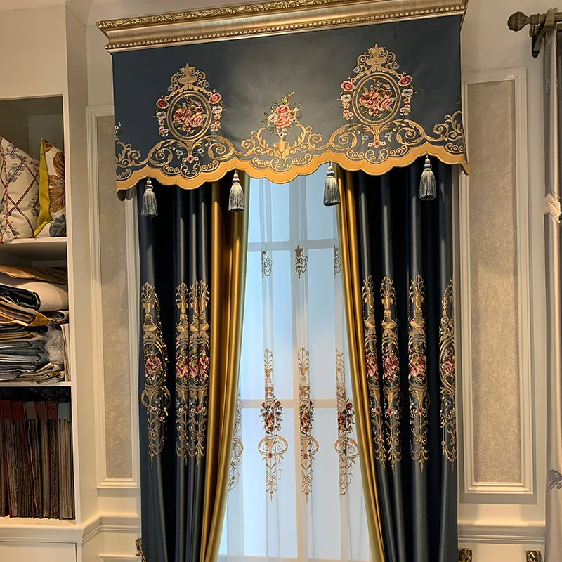American-style High-Precision Embroidered Curtains Luxurious and Elegant European Curtains for Living Dining Room Bedroom Decor