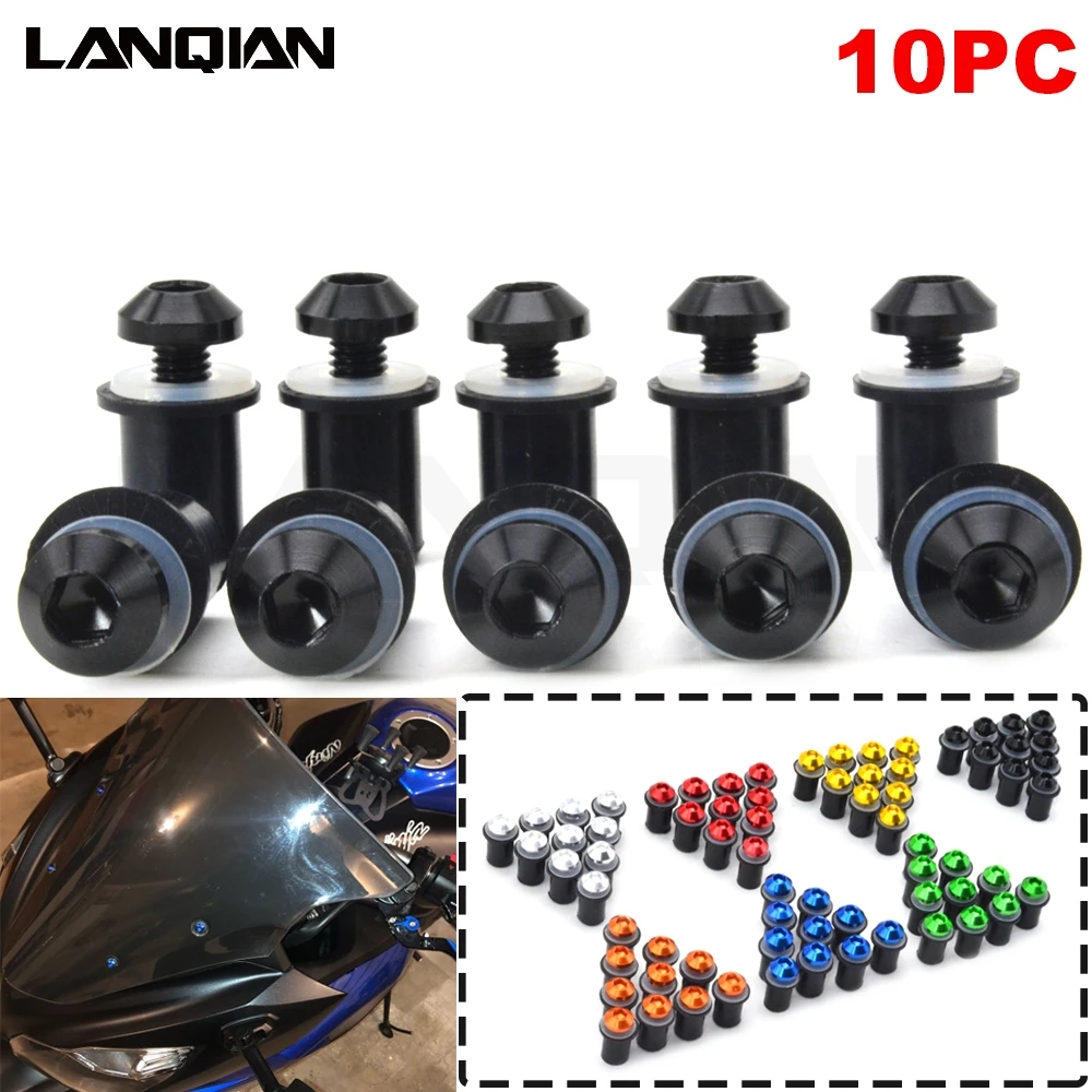 

10PC Windscreen Bolt Screw Windshield Screw Kit CNC Windscreen Bolt Kit For YAMAHA FZ1 FZ6 FAZER FZ6R FZ8 MT-07/FZ-07 XJ6 N/XJ6