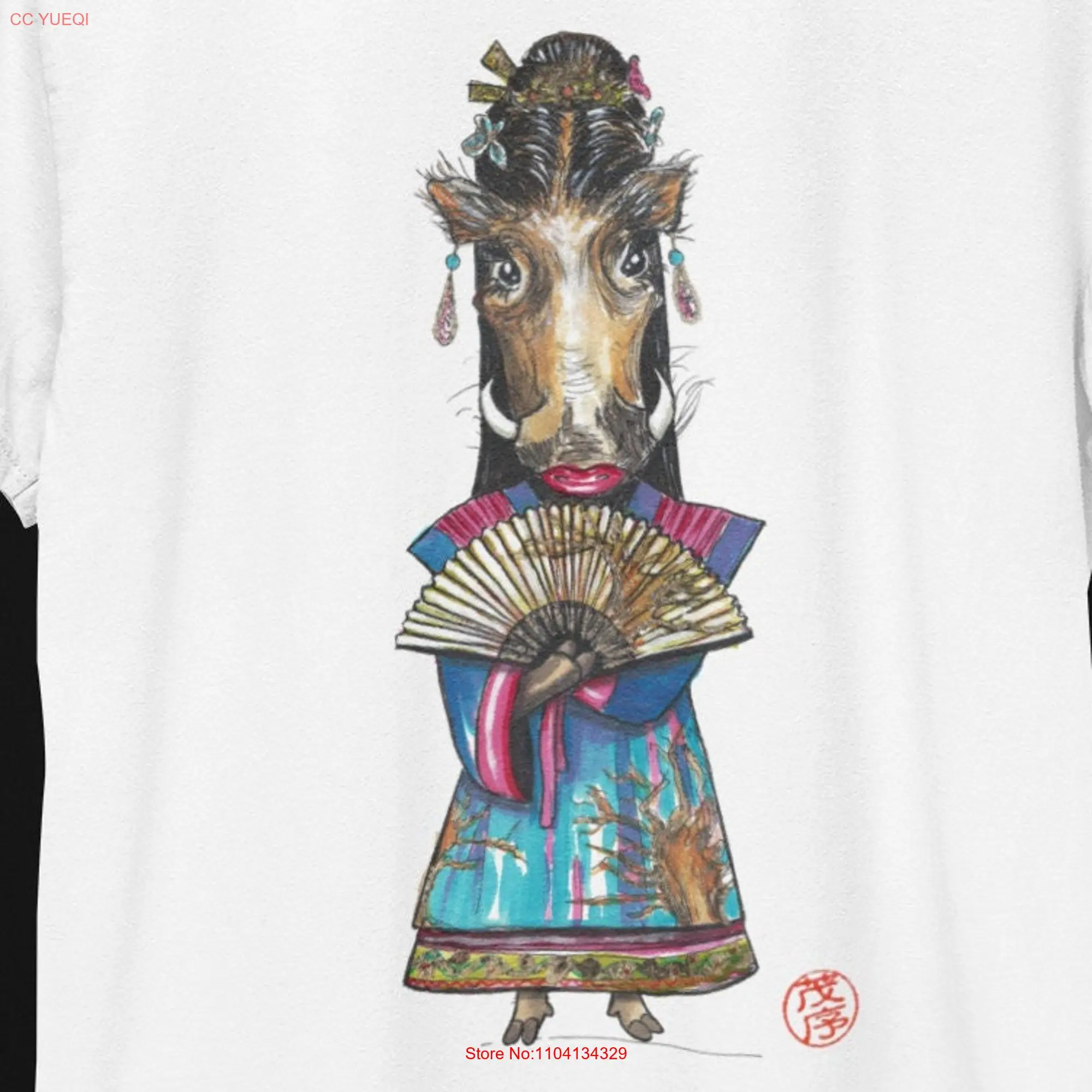 Warthog T Shirt soft cotton dress fan hanbok princess cute animal whimsical apparel original art graphic design fun