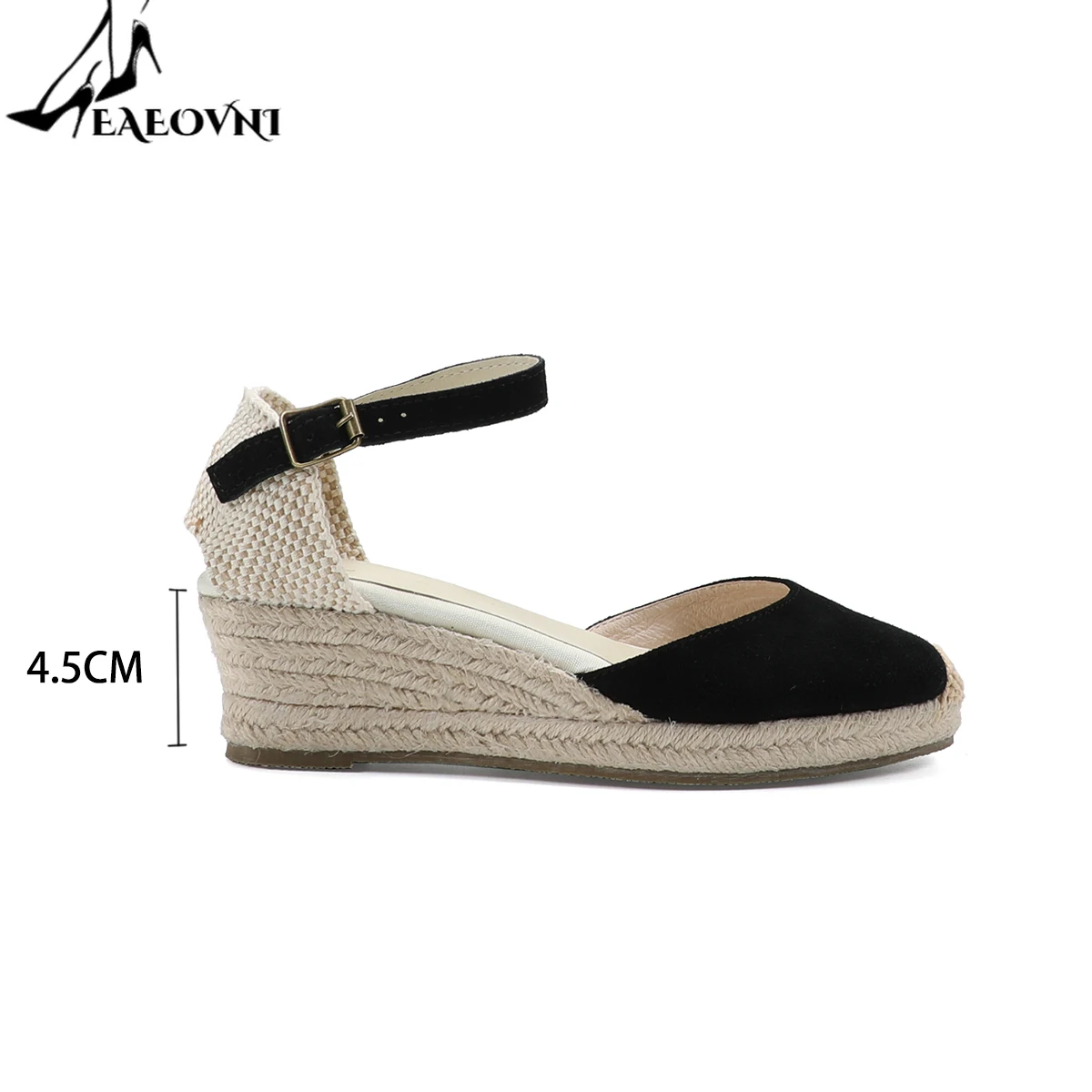 2024 Sandalias Mujer Wedges Genuine Open Solid Sandals Sapato Feminino Women\'s Elastic Espadrilles Wedge Flatform Casual Sandal