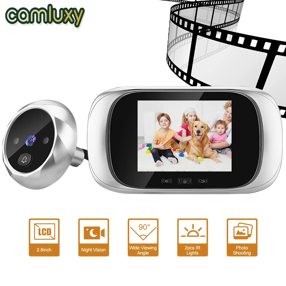 Camluxy 2.8 Inch Digital Peephole Door Camera 90° Viewer Night Vision Magic Smart Video Doorbell Eye Camera Security Protection