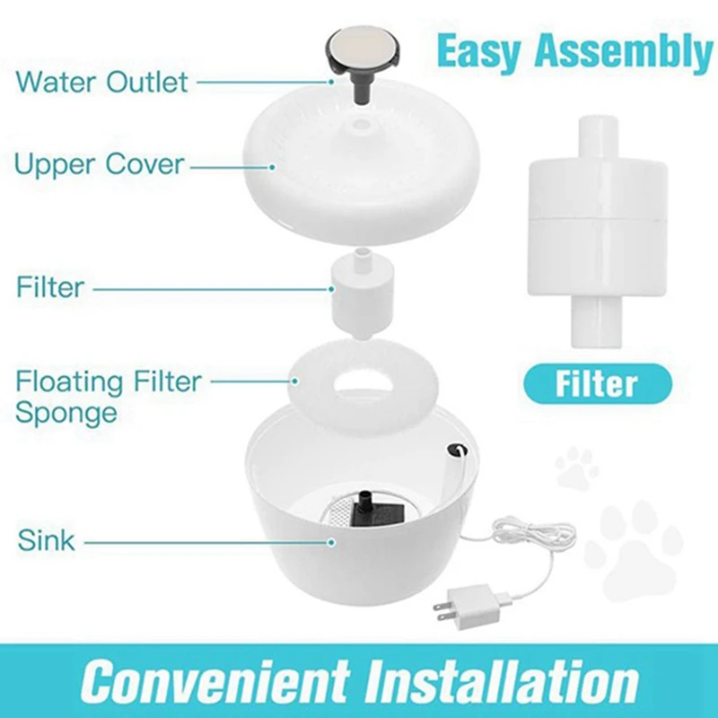 8Pcs Cat Water Fountain Filter Dog Drinking Dispenser Filter Flowing Fresh Water/Loop Filter Automatic