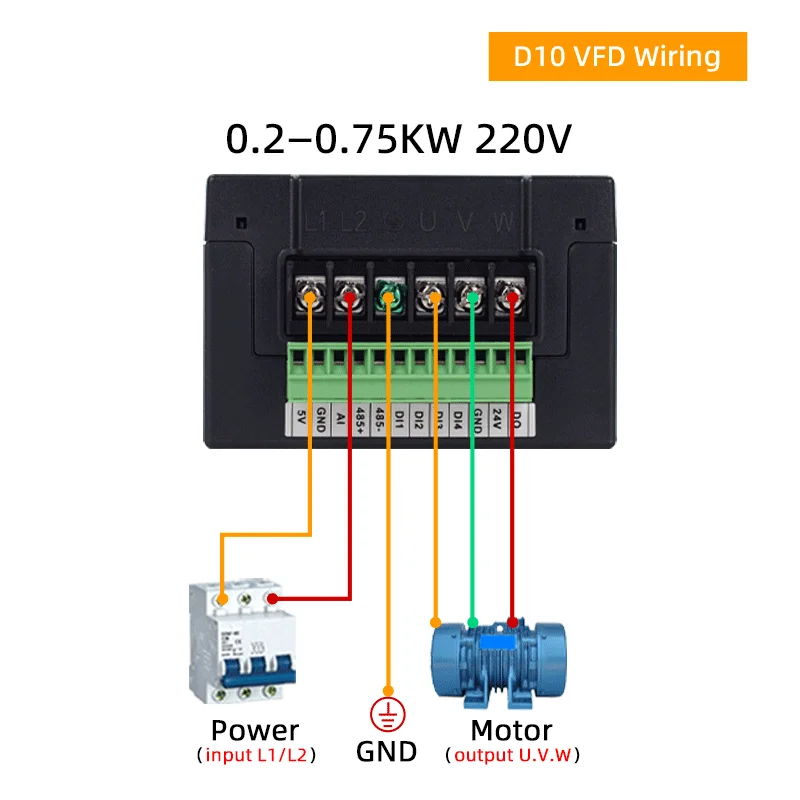220V 0.2KW/0.4KW/0.75KW 1HP Economical Mini VFD Variable Frequency Drive Converter for Motor Speed Control Inverter