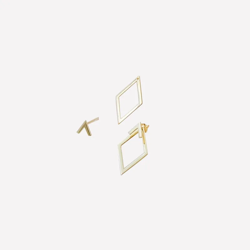 Creative Triangle Square Stud Earrings For Women Trendy Simple Minimalist Gold Color Geometric Metal Ear Jewelry Accessories