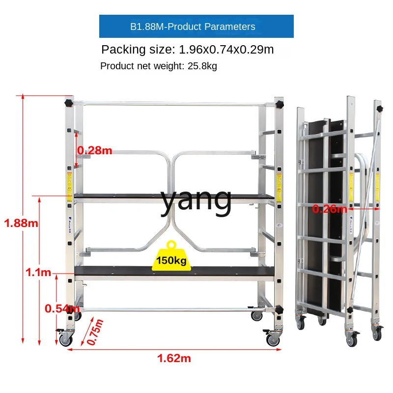 YJQ aluminum alloy quick loading scaffold small folding frame aluminum movable platform ladder portable project