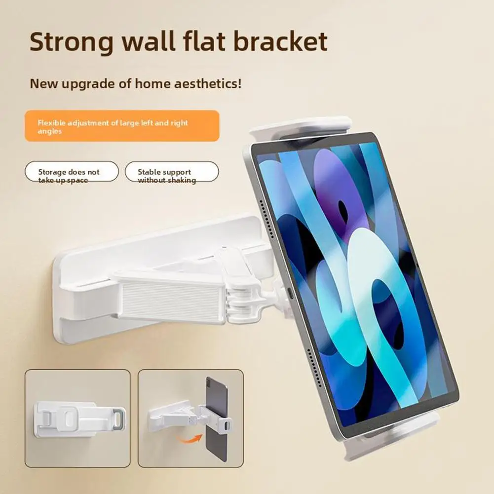 Wall Mounted Tablet Phone Stand Adjustable Retractable Punch Free Tablet Bracket For Bathroom Bedroom Kitchen