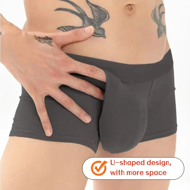 Men Sexy Space Capsule Pouch Separate Panties Breathable U-Bulge Sports Big Pouchcup Boxer Underwear Scrotum Physiological Boexr