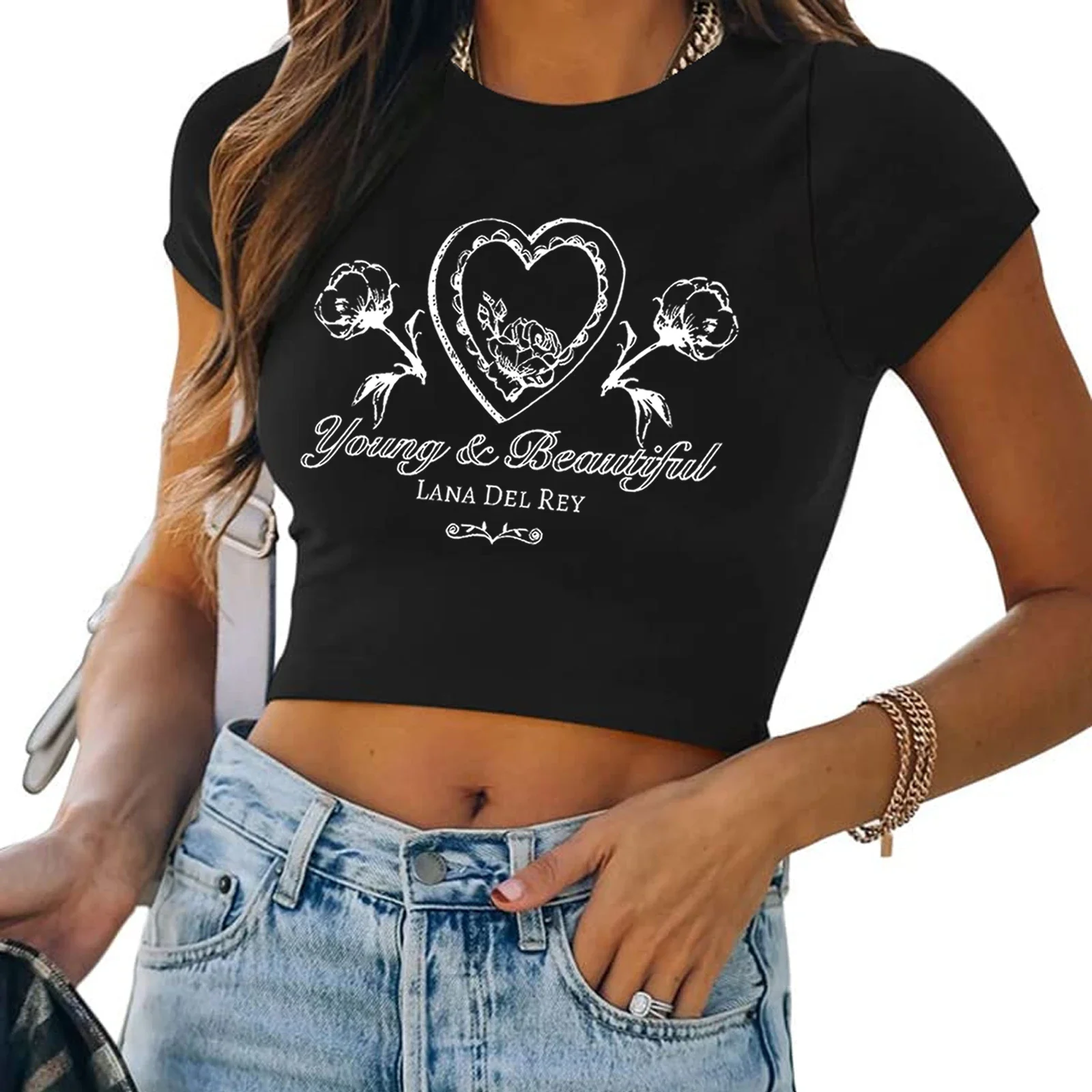 لانا ديل ري camiseta الفقرة بيبي جوايفوا و هيرموسا لانا ديل ري ميرش camisa recortada ajvata الفقرة موهير camisetas