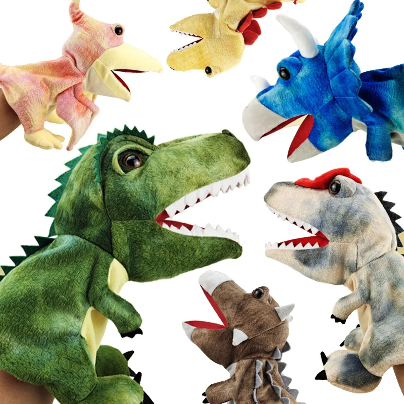 Neue 11-Stil Dinosaurier Handpuppe Plüschtiere Kindergartenaufführung Handsteuerhandschuhe Triceratops Tyrannosaurus Dilophosaurus – Detail 8
