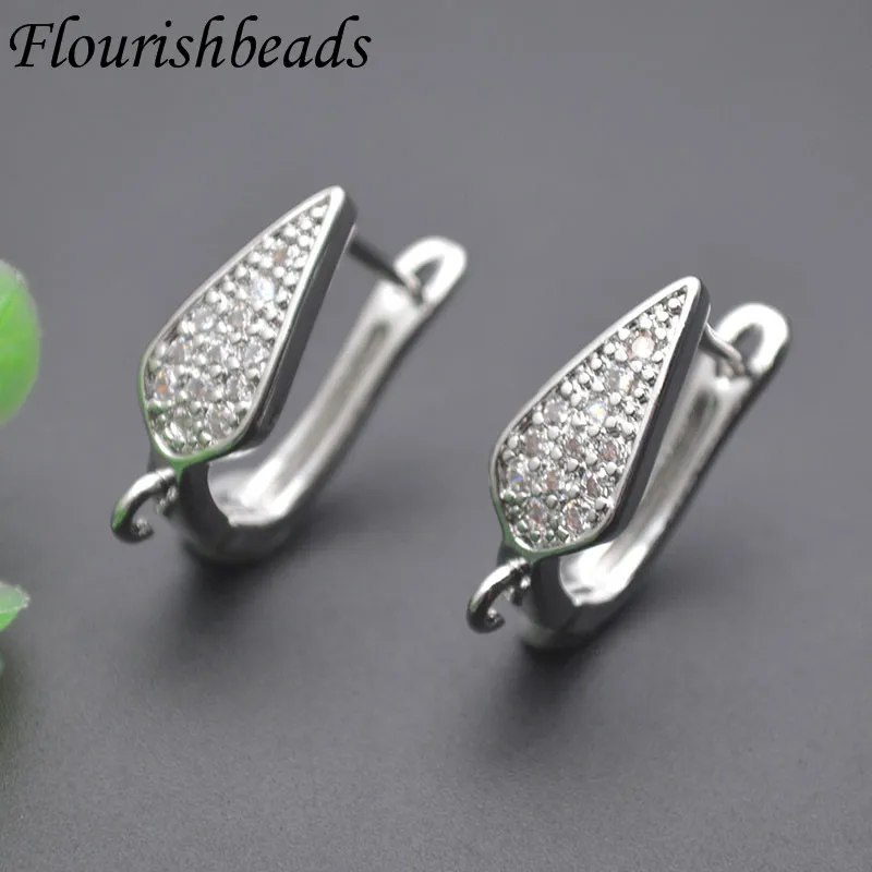 

Jewelry Findings Paved Zircon Beads Geometric Triangle Shape Earring Hooks Earwire Clasp Accessories