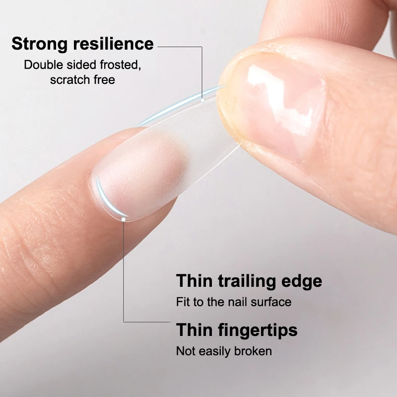 เล็บปลอมแบบกดติด 100 ชิ้น/กล่อง ทรงโลงศพ เล็บปลอมใส สำหรับต่อเล็บ อุปกรณ์ทำเล็บ