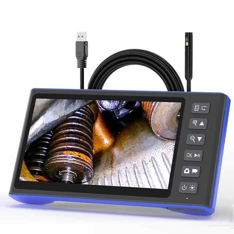 Kamera inspekcyjna endoskopowa z ekranem IPS 7'', HD1080P, pojedynczy/podwójny/trójkątny obiektyw HD1920 5.0MP, autofokus, sonda USB, boroskop do inspekcji rur.
