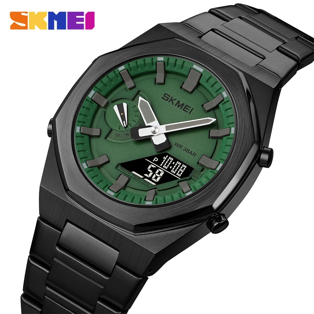 

2023 SKMEI Top Brand Sports Watches For Men Luxury Stainless Steel Dual Display Watch Male Military Waterproof Wristwatches