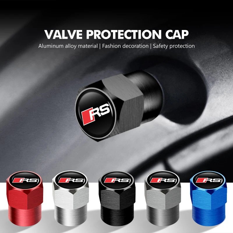4 tapas decorativas antipolvo para válvulas de neumáticos de coche para Audi Sline RS3 RS4 RS5 RS6 RS7 RS8 Quattro Q5 Q3 TT