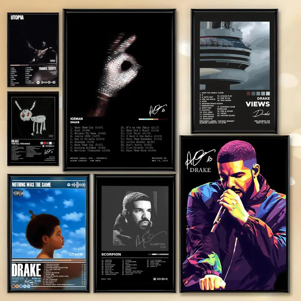 Drake ICEMAN Album-Cover-Poster, HD-Kunst, selbstklebende Wanddekoration für Zuhause, wasserfest, für Zuhause, Wohnzimmer, Bar, ästhetische Dekoration