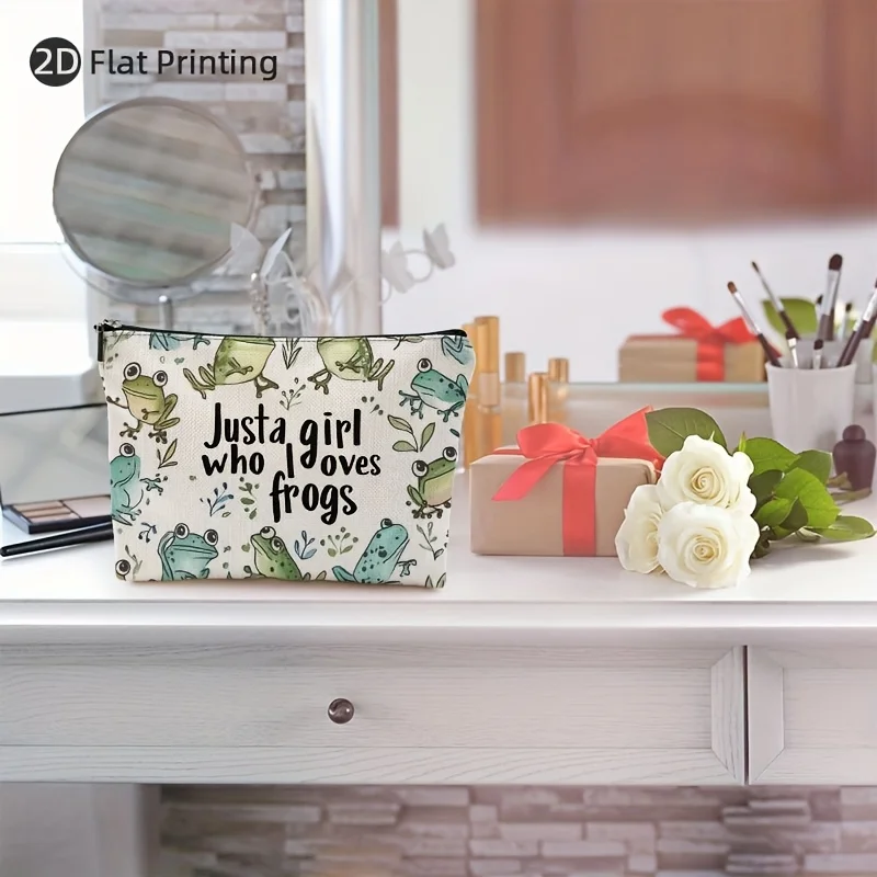 カエル王子の化粧バッグ - 多機能ジッパーポーチ、ジュエリー収納バッグ、旅行に最適なジッパー付き小型収納バッグ。