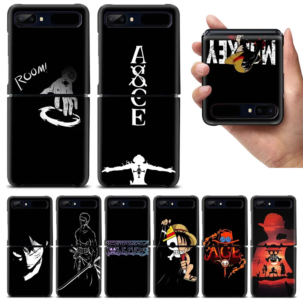 

One Piece Anime Cartoon Phone Case For Samsung Galaxy Z Flip 3 4 5 6 7 5G Shockproof Mobile Black Hard Shell Cover