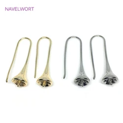 14K Gold Plated Pearl Ear Wire Mounting Smooth Trumpet Earring Hooks Fittings U Shape Pearl Earring Base Settings