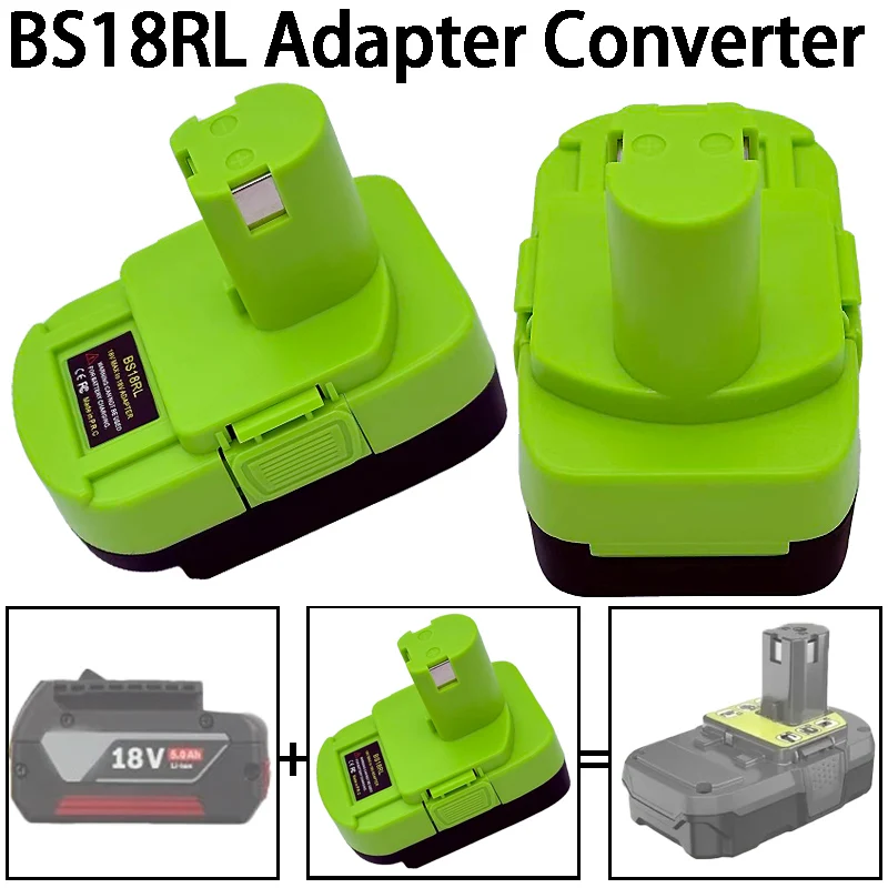

BS18RL Battery Adapter Converter For Bosch 18V Lithium Batteries Convert To Work for Ryobi 18V Battery Cordless Power Tool Drill