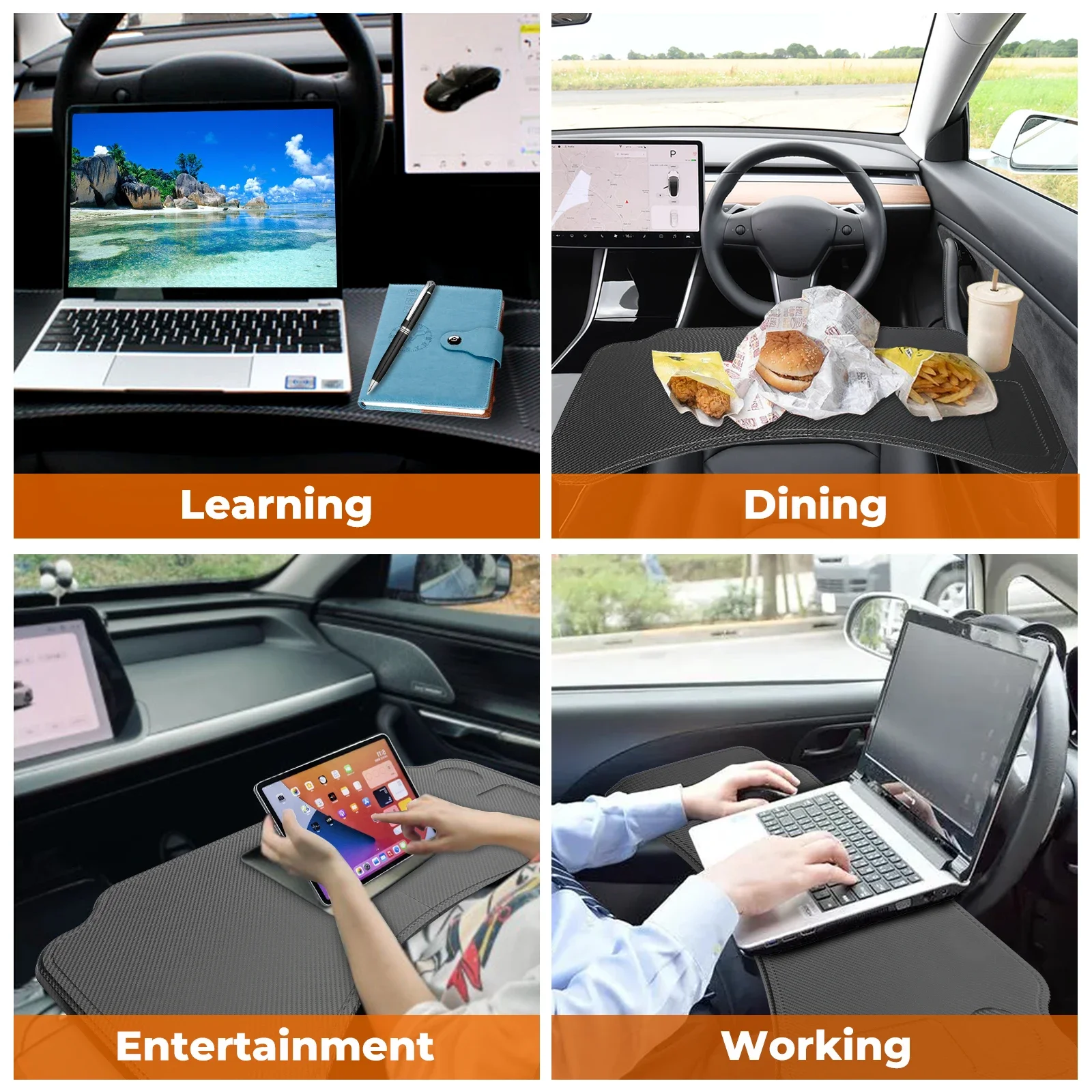 Upgrade Table For Tesla Model 3/Y Steering Wheel Board Laptop Notebook Foldable Desk Mount Eating Drinking Tray Holder