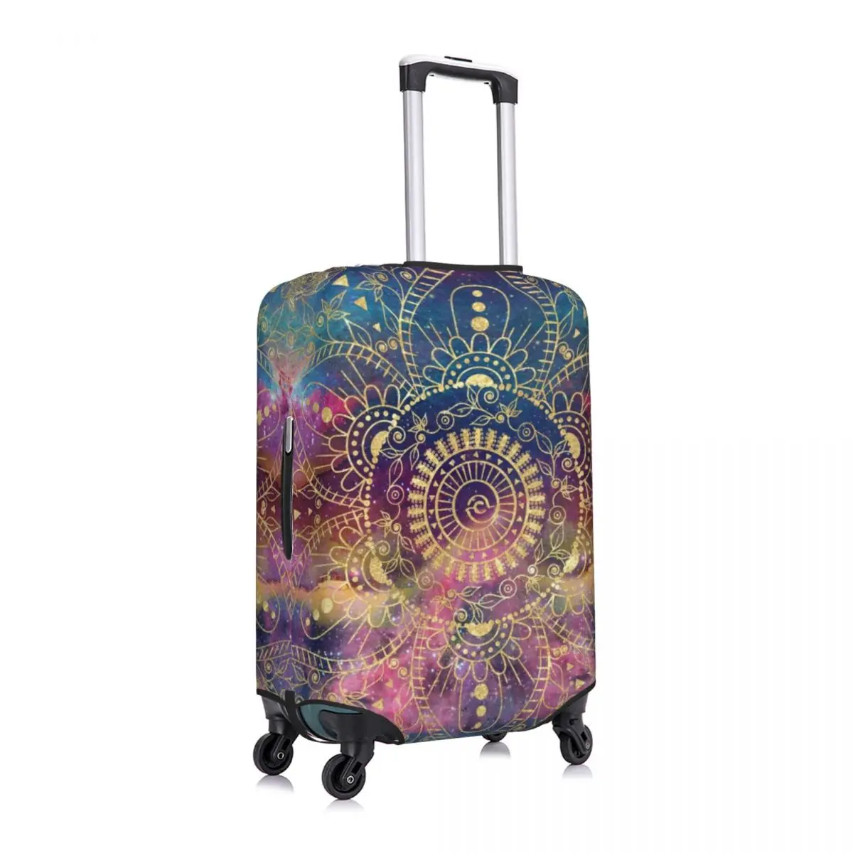 Retro Nebula Watercolor Suitcase Cover Gold Mandala Boho Useful Cruise Trip Protector Luggage Accesories Holiday