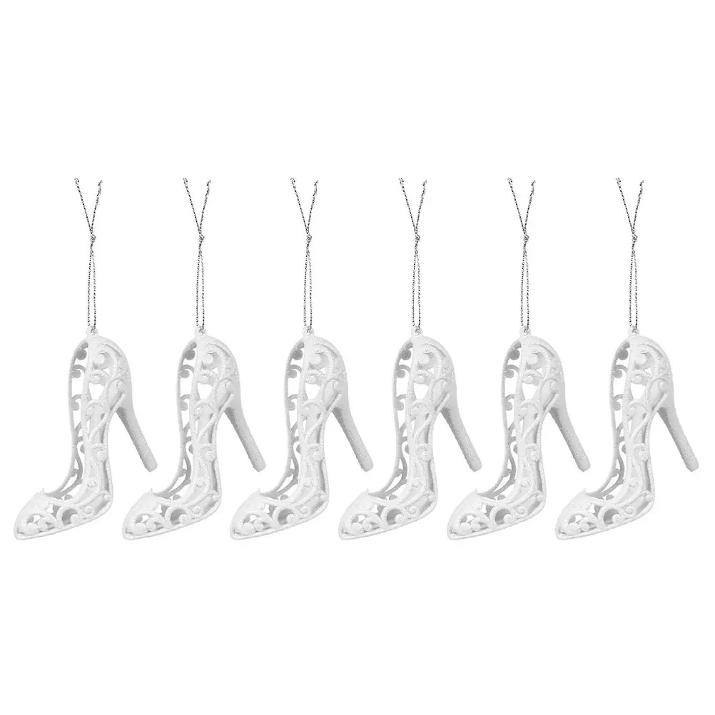 6Pcs Xmas Pendant High Heels Shaped Ornament Christmas Tree Hanging Decoration Party Hanging Ornament Xmas Pendant