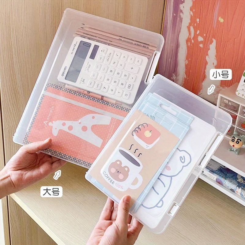 A4 File Storage Box Transparent Double Buckle Plastic Archive Box Waterproof And Dustproof Graduation Certificate Material Box
