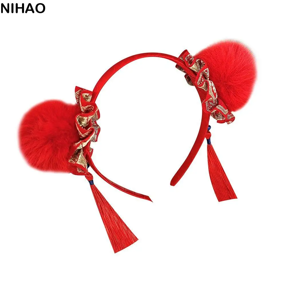 

Fuwa Children Headband Tang Suit Hair Hoop Tassel Hanfu Hair Sticks Ancient Style Girl Hair Accessories Red Hairband Children