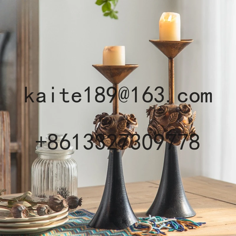

European retro old wrought iron candlestick candlelight dinner shooting props home wedding table decoration