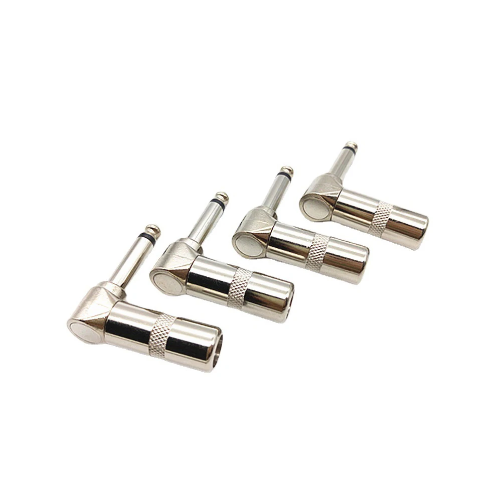 

4Pcs Straight Guitar Cable Connector 2 Pole Mono Amplifier Microphone Plug 2Pin 6.35/6.5 90 Degrees Audio Microphone Plug